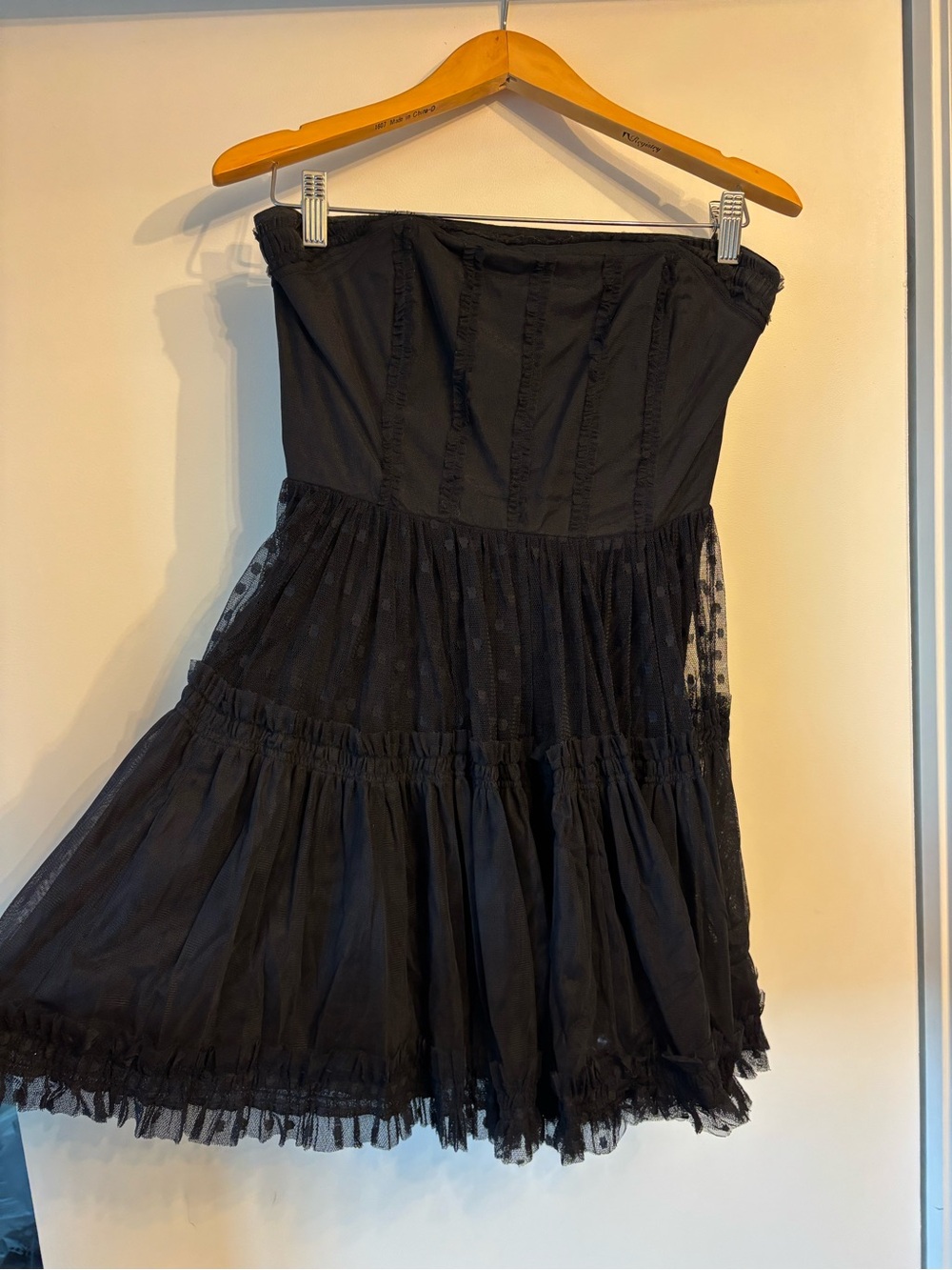Anthropologie Strapless Black Mini Mesh Dress
